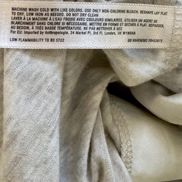 Anthropologie Pure + Good Top XS Ivory Satin Trim Stretch V Neck Soft T Shirt - Picture 7 of 8